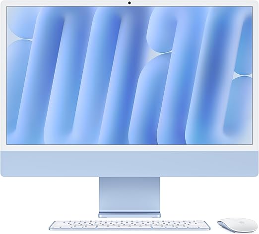 Apple 2024 iMac All-in-One Desktop Computer with M4 chip with 10-core CPU and 10-core GPU: Built for Apple Intelligence, 24-inch Retina Display, 16GB Unified Memory, 256GB SSD Storage; Blue