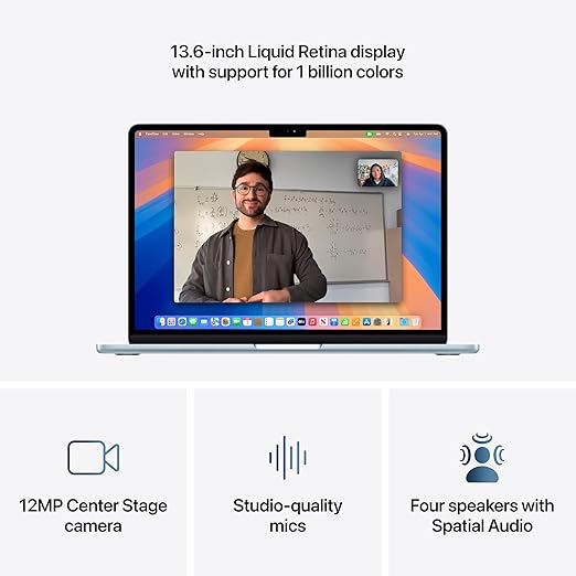 Apple 2025 MacBook Air 13-inch Laptop with M4 chip: Built for Apple Intelligence, 13.6-inch Liquid Retina Display, 16GB Unified Memory, 256GB SSD Storage, 12MP Center Stage Camera, Touch ID; Sky Blue