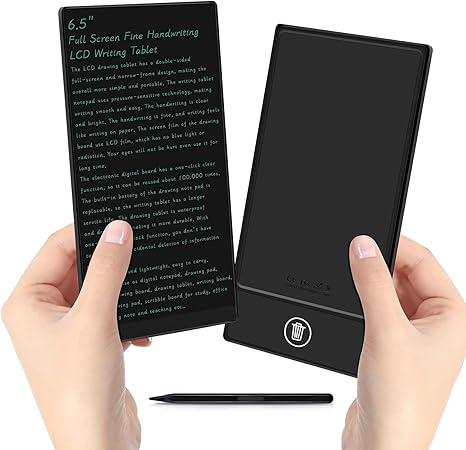 LCD Writing Tablet for Adult: 6.5 Inch Mini Full Screen Drawing Board Reusable Digital Notepad Portable Use for Office Study Teaching
